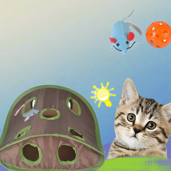 Interactive Cat Toy | 9-Hole Tunnel Mice Game | Engaging and Durable 0