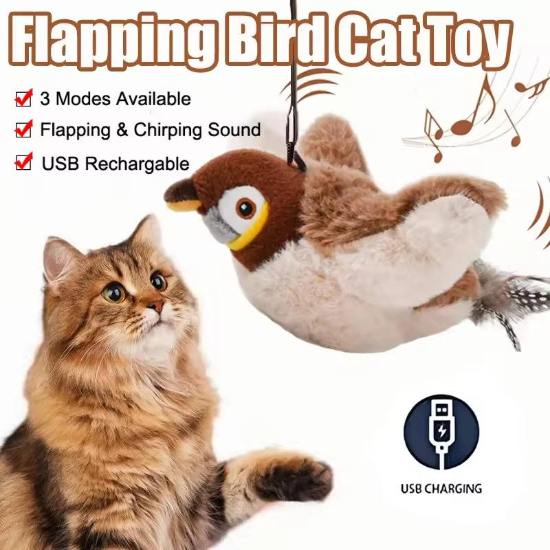 Interactive Cat Toy | Plush Rechargeable Bird with Flapping Wings 1