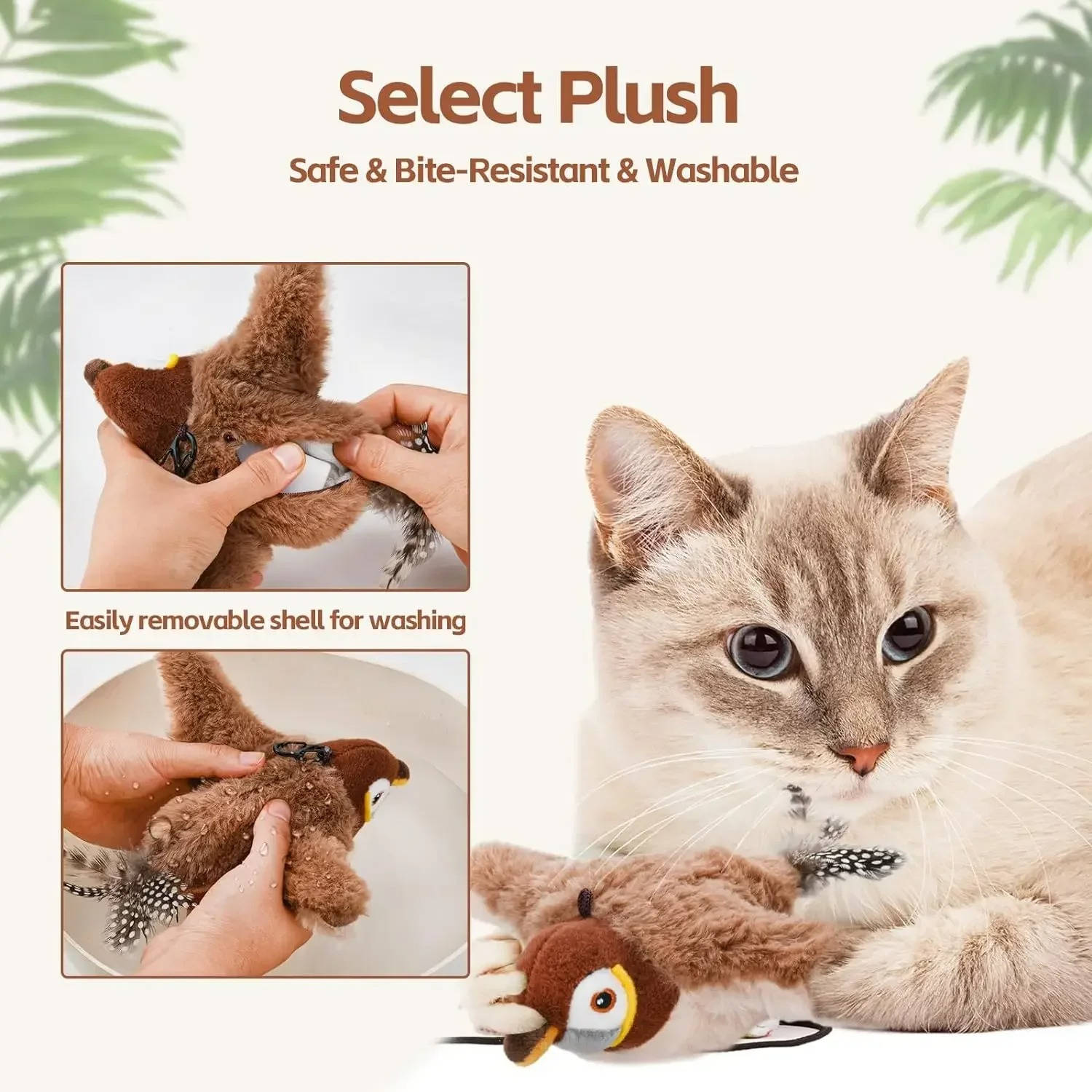 Interactive Cat Toy | Plush Rechargeable Bird with Flapping Wings 2