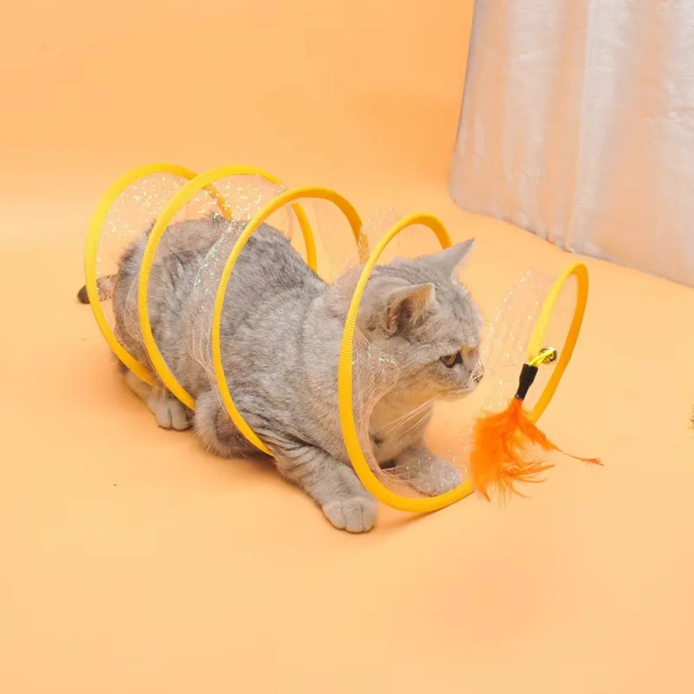 Interactive Cat Tunnel | Collapsible S-Type Design for Engaging Play 1