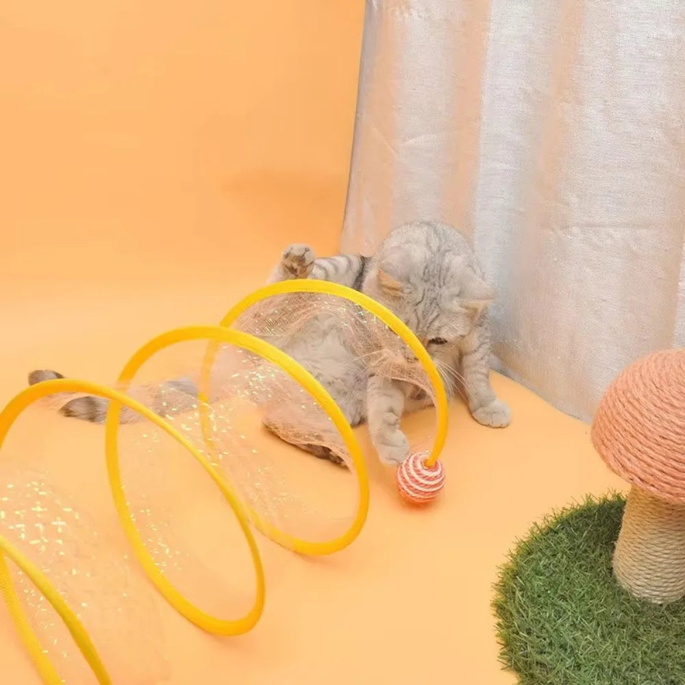 Interactive Cat Tunnel | Collapsible S-Type Design for Engaging Play 3