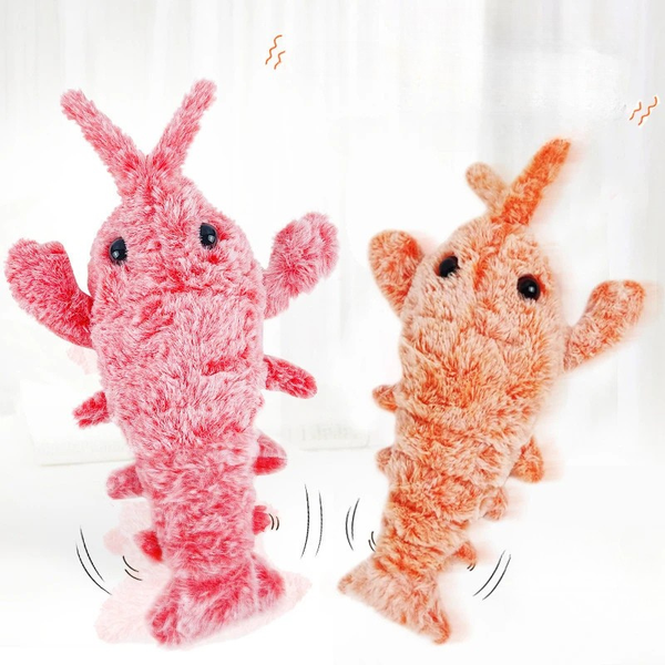 Interactive Plush Pet Toy | USB Rechargeable Jumping Shrimp for Cats and Small Dogs 0