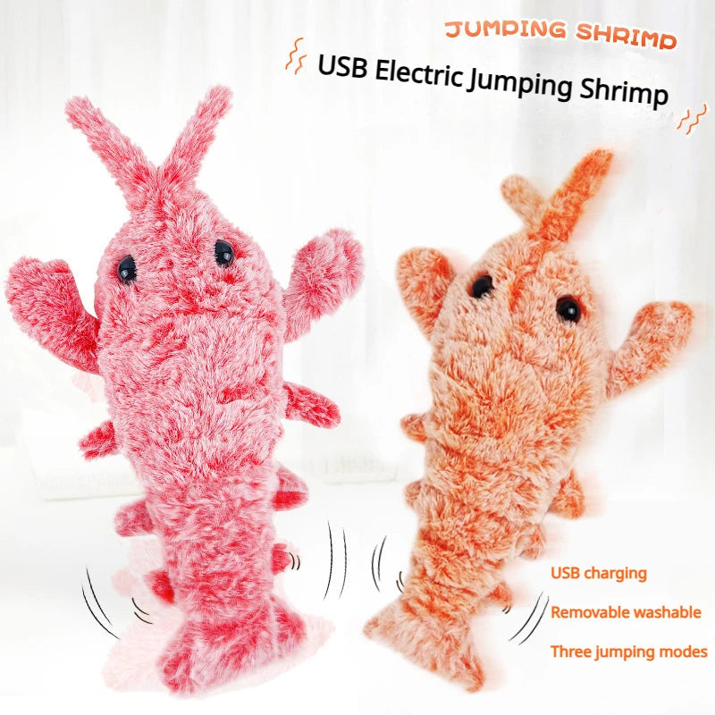 Interactive Plush Pet Toy | USB Rechargeable Jumping Shrimp for Cats and Small Dogs 1