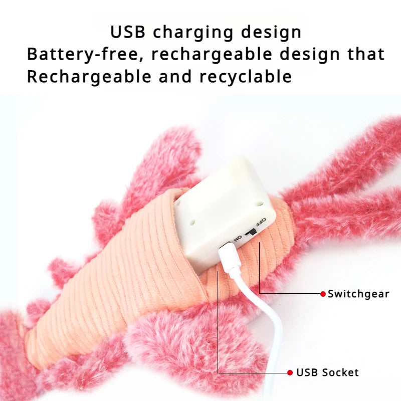Interactive Plush Pet Toy | USB Rechargeable Jumping Shrimp for Cats and Small Dogs 4