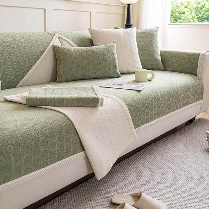Jacquard Chenille Fabric Water-resistant & Oil-proof Plush Couch Cover
