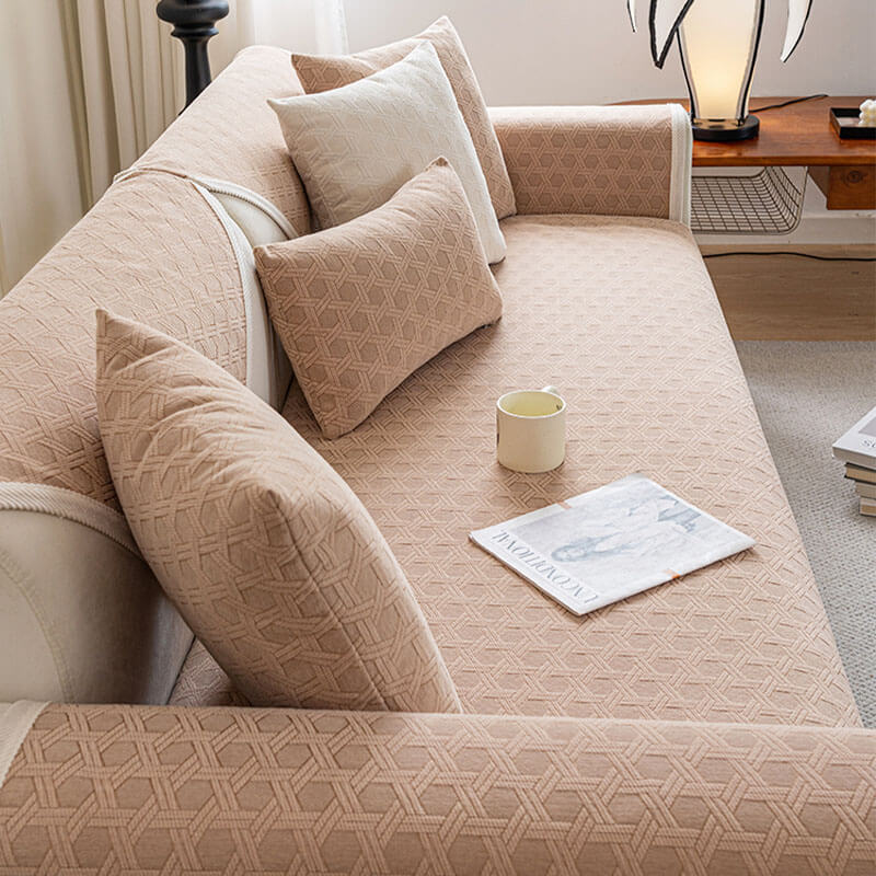 Jacquard Chenille Fabric Water-resistant & Oil-proof Plush Couch Cover