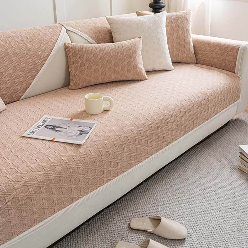 Jacquard Chenille Fabric Water-resistant & Oil-proof Plush Couch Cover