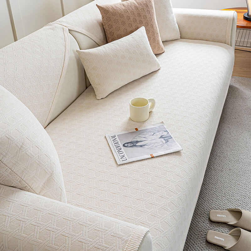 Jacquard Chenille Fabric Water-resistant & Oil-proof Plush Couch Cover