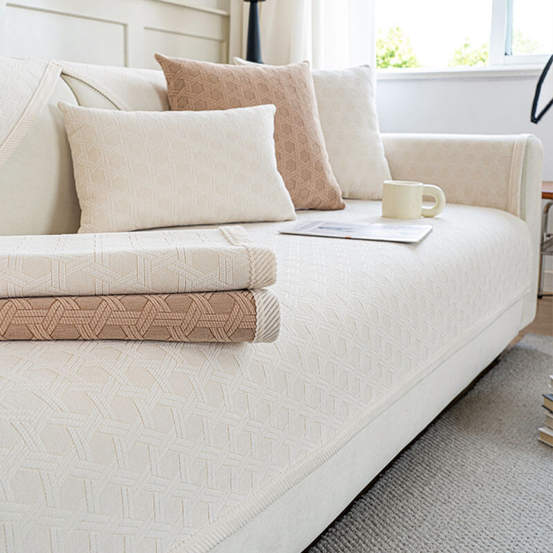 Jacquard Chenille Fabric Water-resistant & Oil-proof Plush Couch Cover