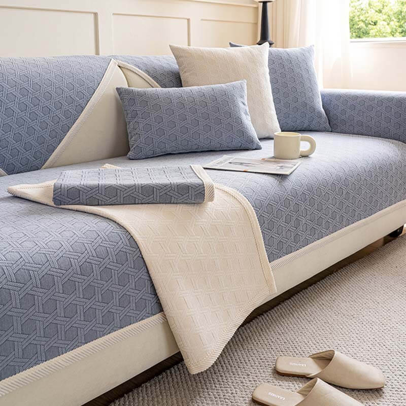 Jacquard Chenille Fabric Water-resistant & Oil-proof Plush Couch Cover