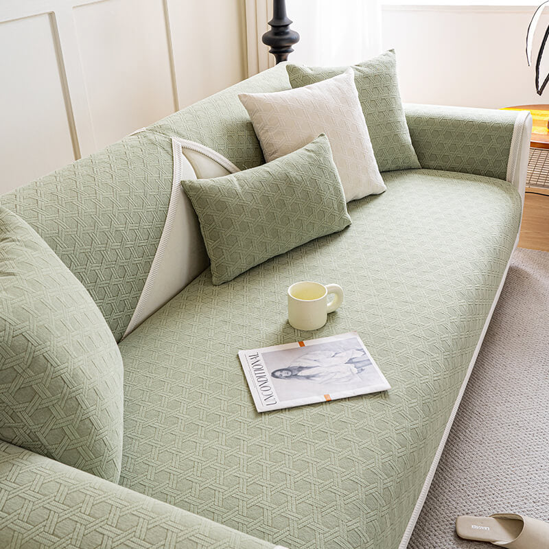 Jacquard Chenille Fabric Water-resistant & Oil-proof Plush Couch Cover