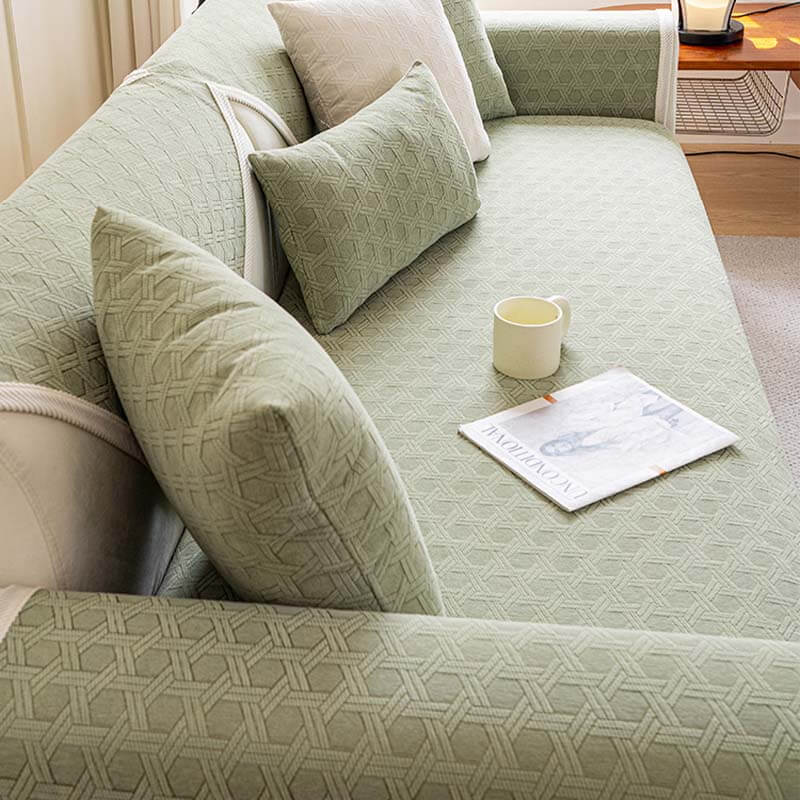 Jacquard Chenille Fabric Water-resistant & Oil-proof Plush Couch Cover