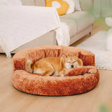 Large Orthopedic Diamond Velvet Dog Bed | Luxurious Cozy Donut Design 0