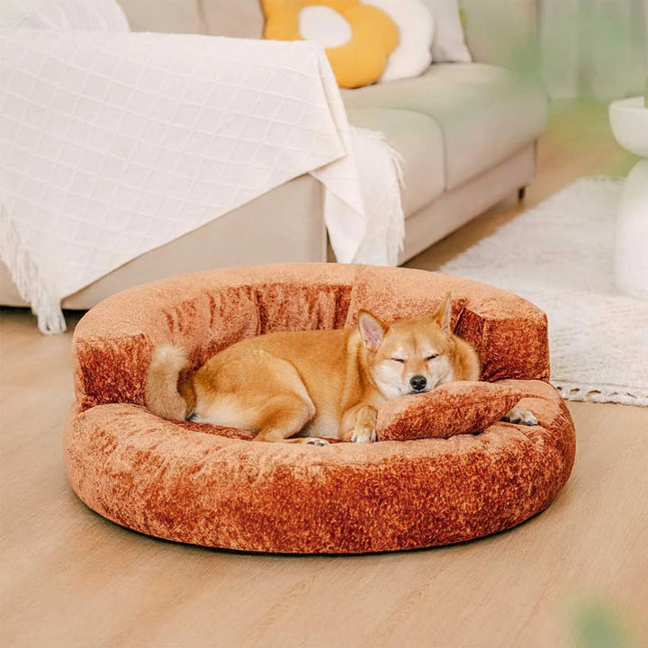 Large Orthopedic Diamond Velvet Dog Bed | Luxurious Cozy Donut Design 0