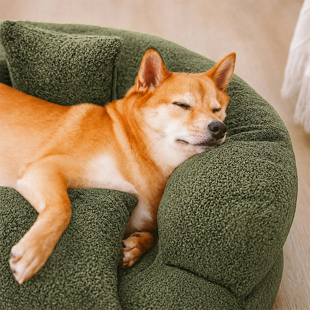 Large Orthopedic Diamond Velvet Dog Bed | Luxurious Cozy Donut Design 4