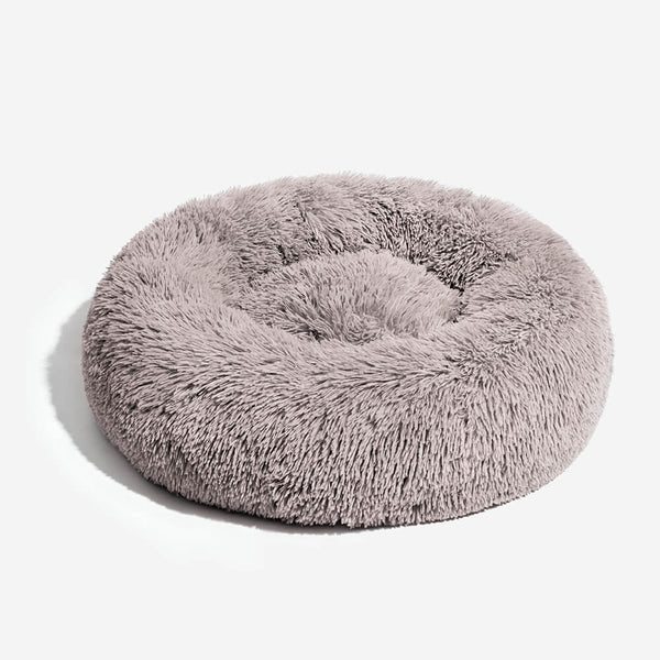 Large Orthopedic Nylon Faux Fur Dog Bed | Soft Cozy Round Design for Joint Relief 0