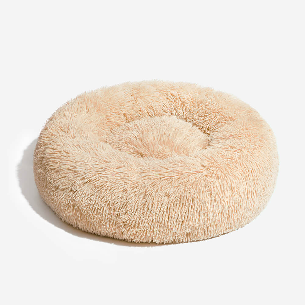 Large Orthopedic Nylon Faux Fur Dog Bed | Soft Cozy Round Design for Joint Relief 10