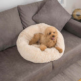 Large Orthopedic Nylon Faux Fur Dog Bed | Soft Cozy Round Design for Joint Relief 5