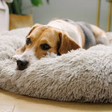 Large Orthopedic Nylon Faux Fur Dog Bed | Soft Cozy Round Design for Joint Relief 6