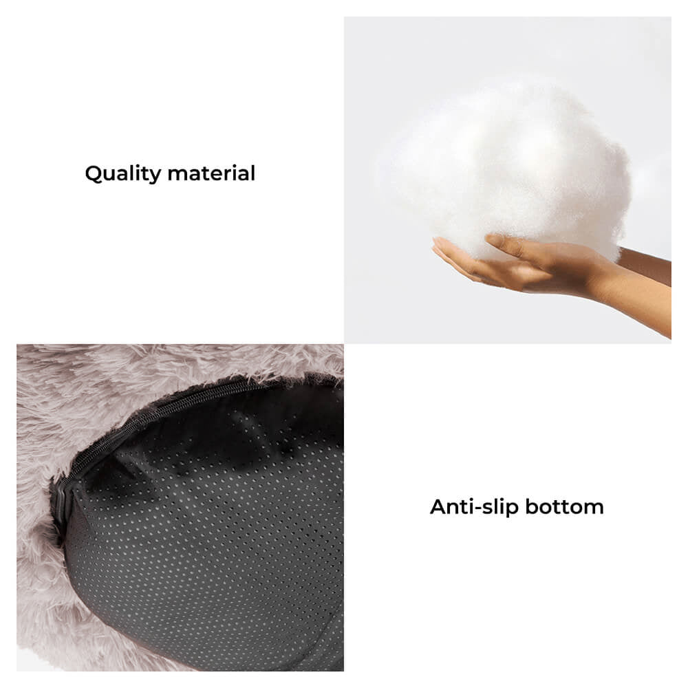 Large Orthopedic Nylon Faux Fur Dog Bed | Soft Cozy Round Design for Joint Relief 8