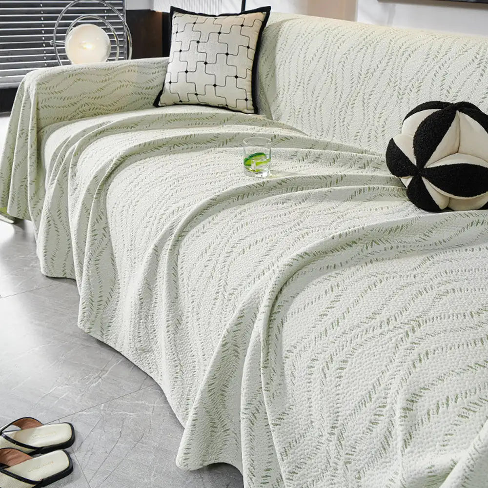 Leaf Pattern Cooling Ice Silk Sofa Protection Large Blanket Comfy Couch Cover
