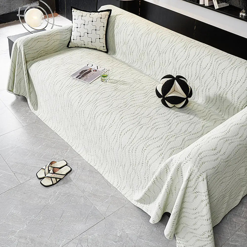 Leaf Pattern Cooling Ice Silk Sofa Protection Large Blanket Comfy Couch Cover