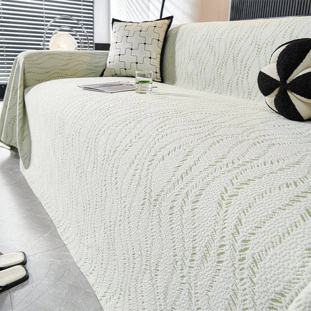 Leaf Pattern Cooling Ice Silk Sofa Protection Large Blanket Comfy Couch Cover