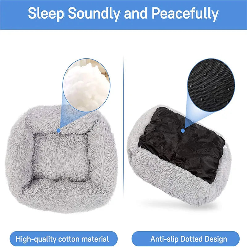 Luxury Long Plush Dog Bed | Washable Calming Kennel Mat for Small to XXL Dogs