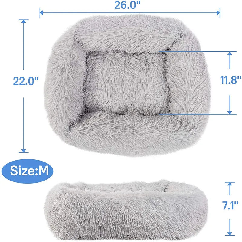 Luxury Long Plush Dog Bed | Washable Calming Kennel Mat for Small to XXL Dogs