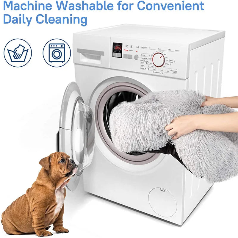 Luxury Long Plush Dog Bed | Washable Calming Kennel Mat for Small to XXL Dogs
