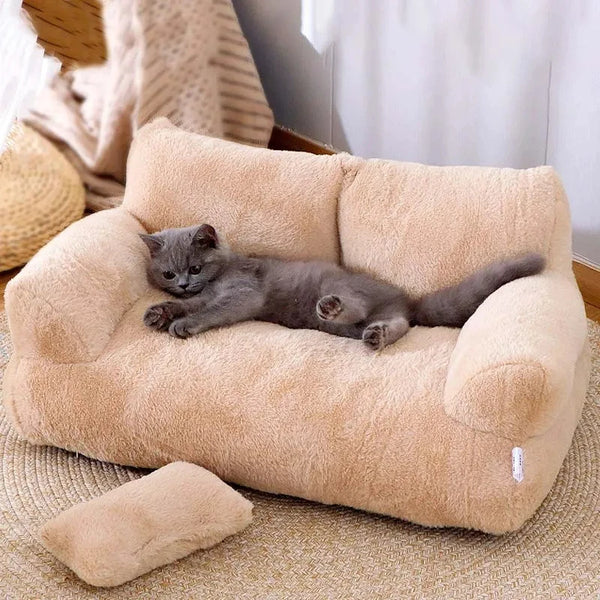 Luxury Plush Cat Bed Sofa | Warm Nest for Small Dogs and Cats