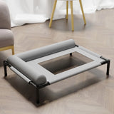Mesh Elevated Dog Bed | Breathable Raised Pet Cot with Removable Pillow for Patio Sunbathing