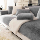 Warm Thick Faux Fur Sofa Protector Non-Slip Deluxe Couch Cover