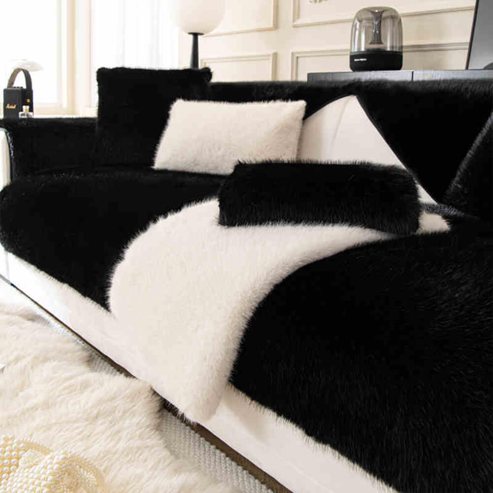 Warm Thick Faux Fur Sofa Protector Non-Slip Deluxe Couch Cover