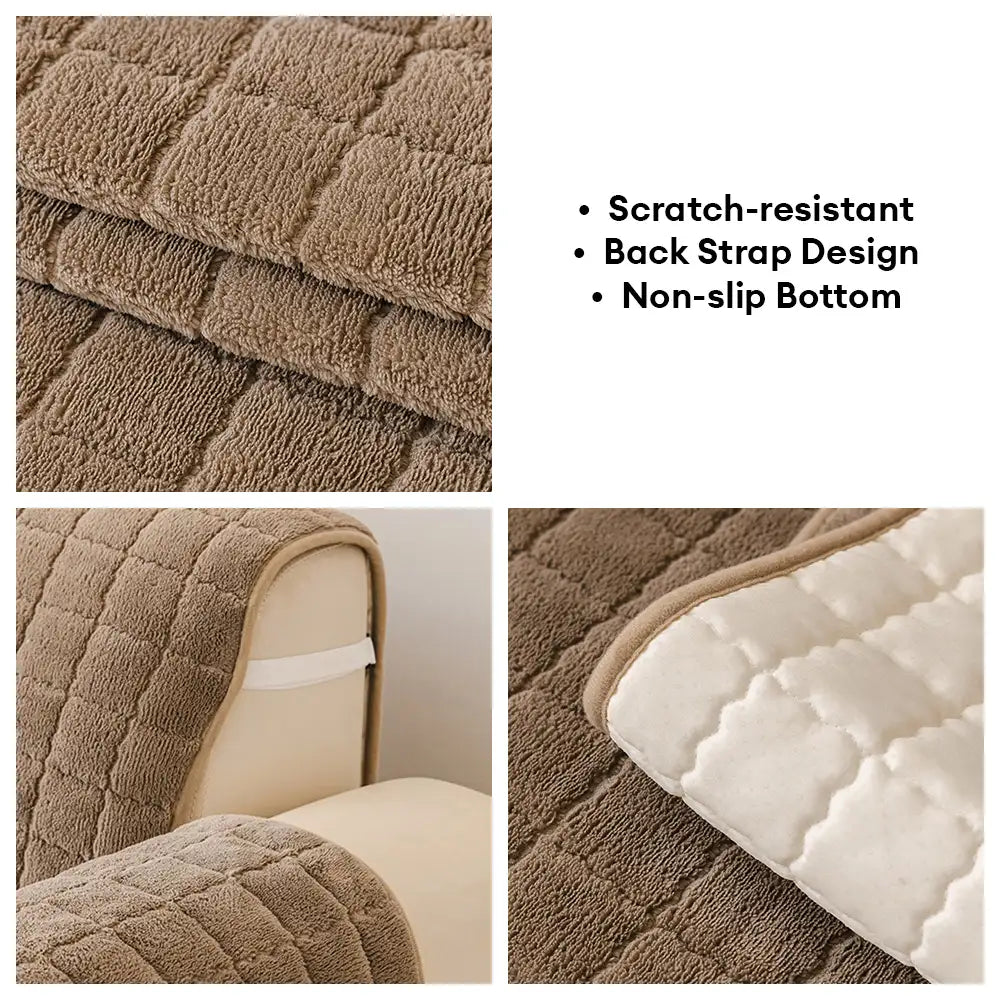 One-Piece Soft Pet-Friendly Short Plush Sofa Protection Non-Slip Snug Couch Cover