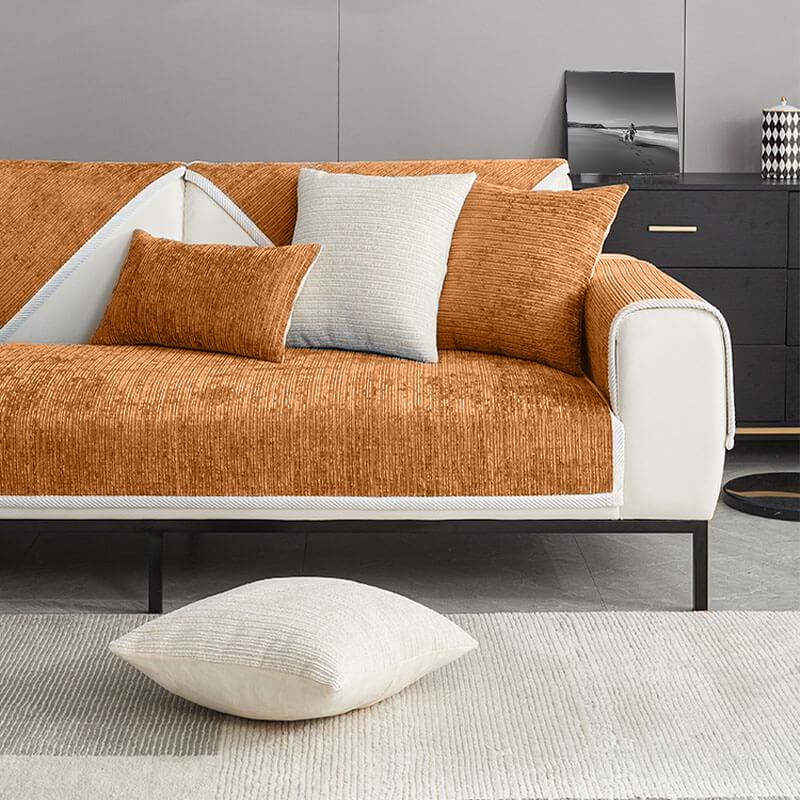 Waterproof Antimicrobial Simple Chenille Fabric Anti-scratch Elegant Couch Cover