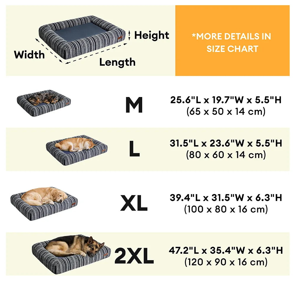 Orthopedic Dog Bed | Textured Stripe Design | Cozy and Supportive 7