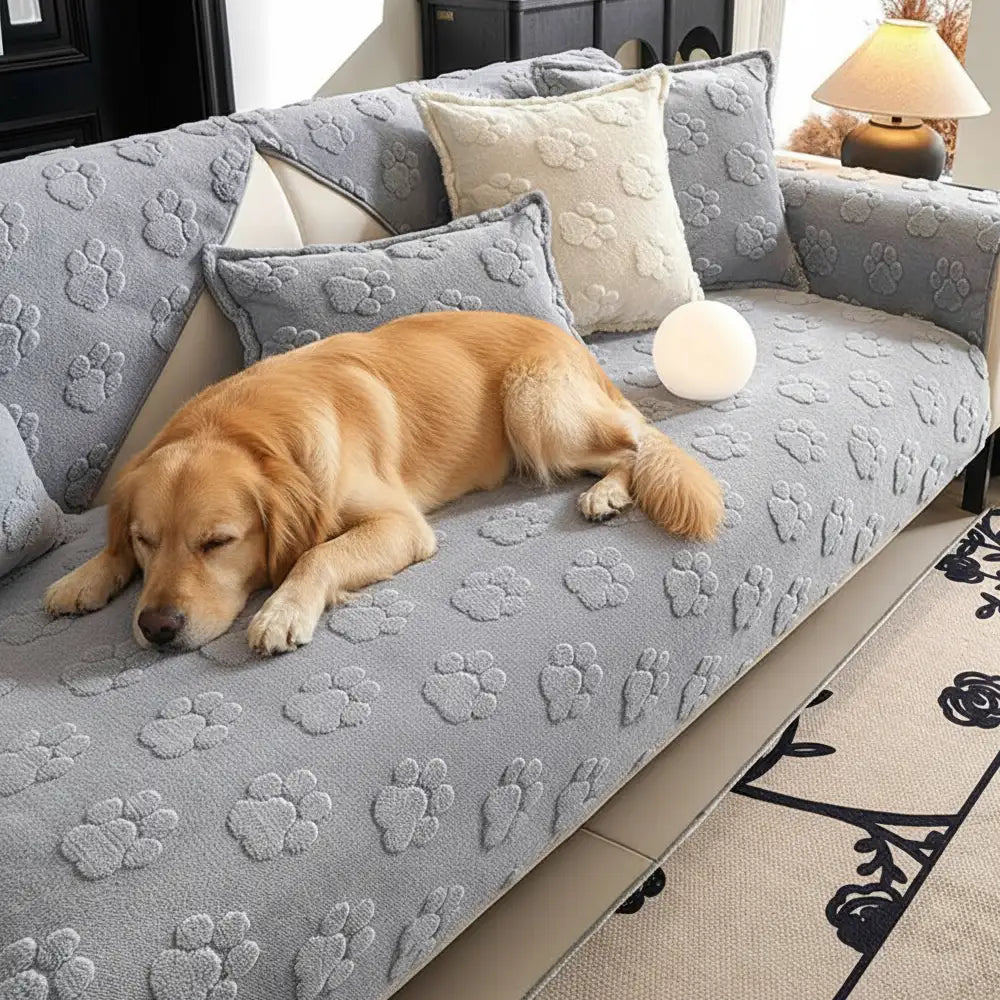 Paw Print Cute Plush Thick Sofa Decoration Non-slip Elegant Couch Cover