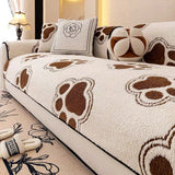 Paw Print Soft Polar Fleece Sofa Protector Non-slip Waterproof Couch Cover