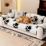 Paw Print Soft Polar Fleece Sofa Protector Non-slip Waterproof Couch Cover