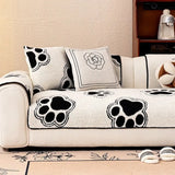 Paw Print Soft Polar Fleece Sofa Protector Non-slip Waterproof Couch Cover