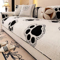 Paw Print Soft Polar Fleece Sofa Protector Non-slip Waterproof Couch Cover