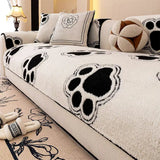 Paw Print Soft Polar Fleece Sofa Protector Non-slip Waterproof Couch Cover