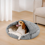 Pet Bed | Cozy Plush Semi-Enclosed Nest Bed | Calming Warmth for Dogs and Cats 0