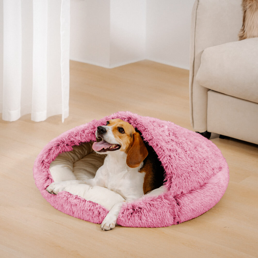 Pet Bed | Cozy Plush Semi-Enclosed Nest Bed | Calming Warmth for Dogs and Cats 11