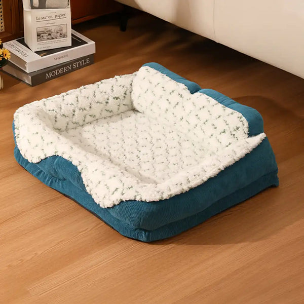 Pet Bed | Plush Jacquard Neck Support | Ergonomic Comfortable Design | Stylish and Cozy 0