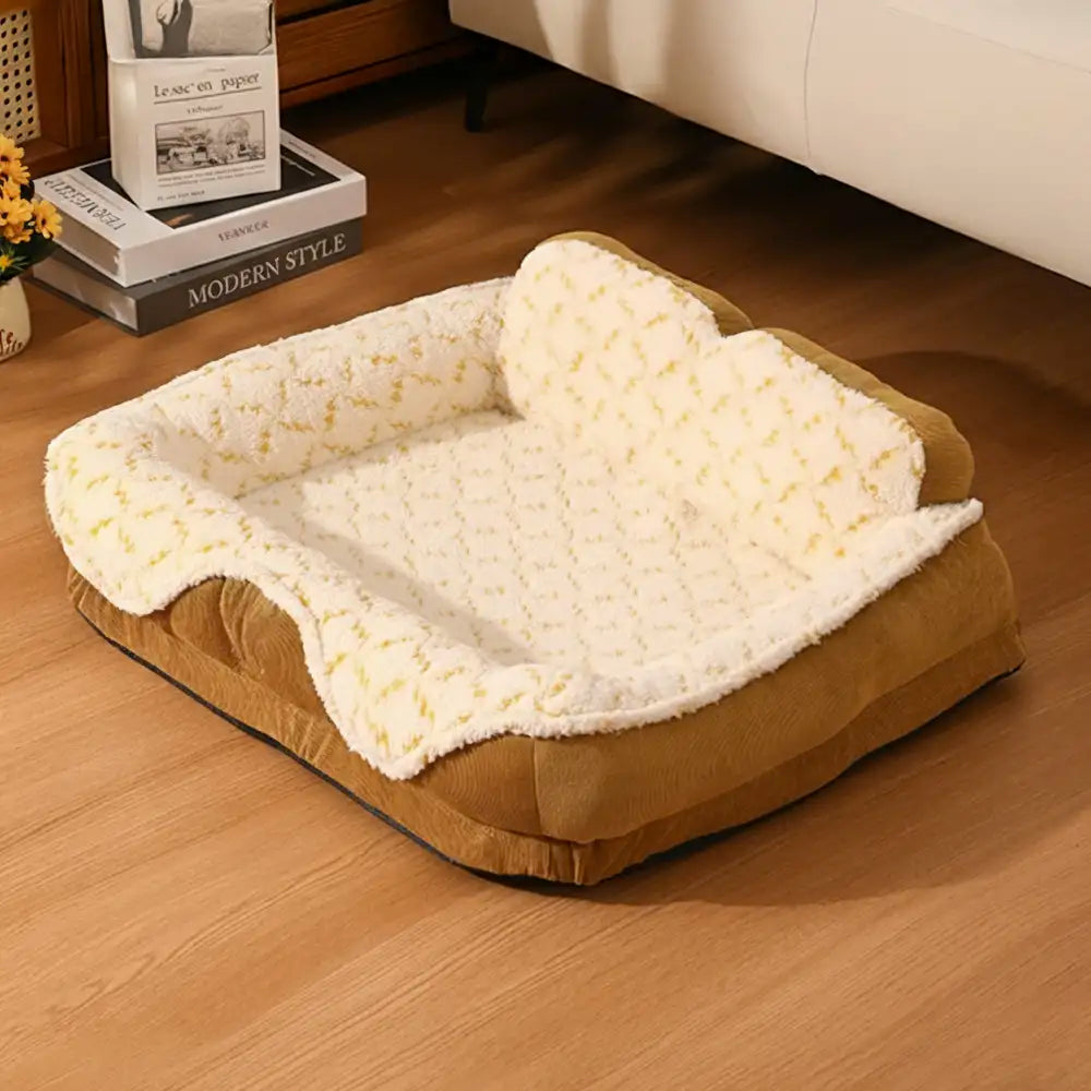 Pet Bed | Plush Jacquard Neck Support | Ergonomic Comfortable Design | Stylish and Cozy 7