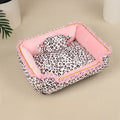Pet Bed | Plush Velboa with Pink Leopard Print | Cozy All-Season Princess Design | Removable and Washable