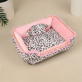 Pet Bed | Plush Velboa with Pink Leopard Print | Cozy All-Season Princess Design | Removable and Washable 0