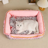 Pet Bed | Plush Velboa with Pink Leopard Print | Cozy All-Season Princess Design | Removable and Washable 5
